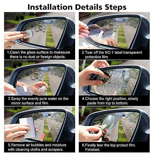 Waterproof Anti Fog Film Rain Proof Car Mirror for All Vehicles - Set of 2 - Medaid International