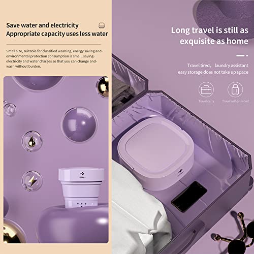 Aditam - Portable Folding Washing Machine with Automatic Heating, Mini Size, Purple