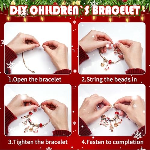 2025 Christmas Advent Calendar Bracelets for Girls 24 Days Xmas, Countdown Calendar DIY Jewelry Making Kit Gift, 22 Charm Beads 2 Bracelets for Kids Teens Women - Medaid International