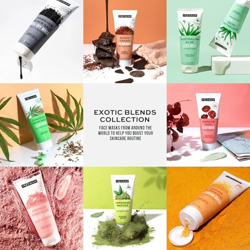 Freeman Exotic Blends Facial Mask 4 Piece Set, Peel-Off & Jelly Masks, Cleansing, Pore-Clearing & Hydrating Facial Masks, For All Skin Types, Includes Silicone Mask Brush, Vegan & Cruelty-Free - Medaid International