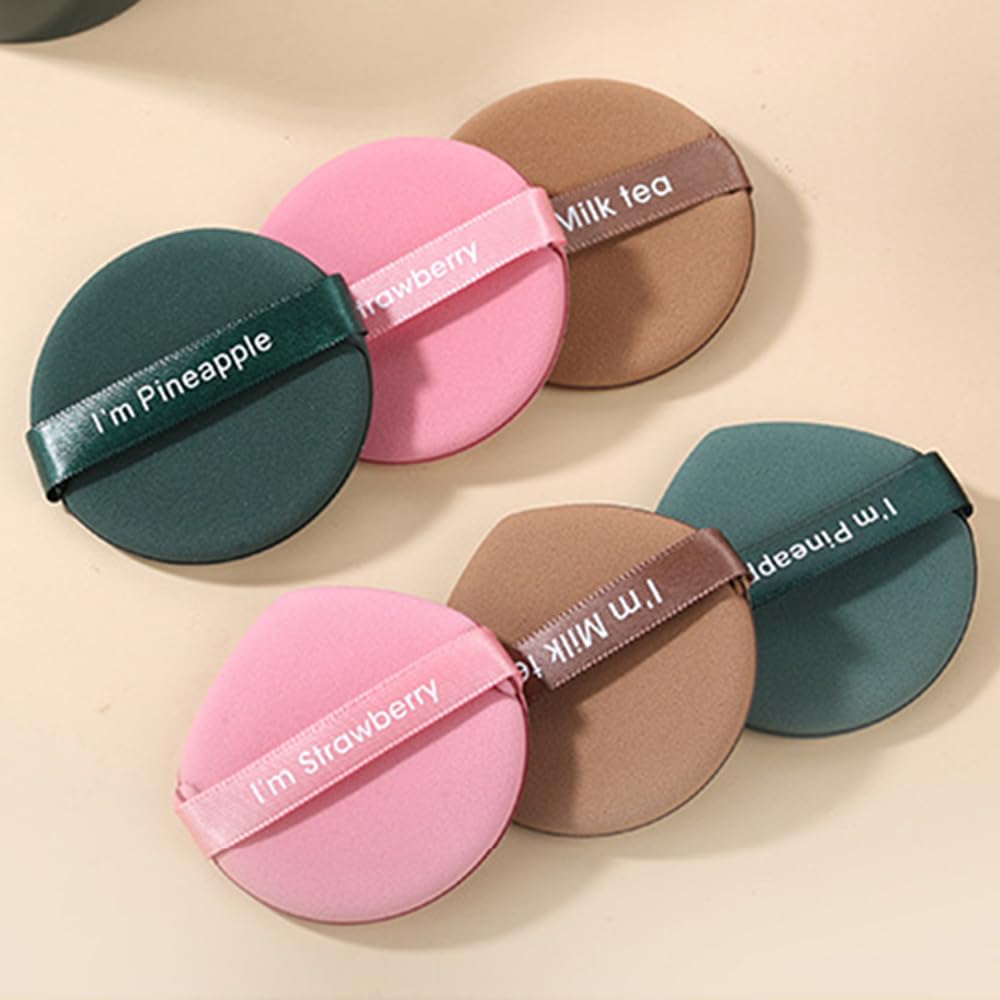 1 Box of 7 Cosmetic Puff Set with Box Water Drop Round Double Side Face Makeup Sponge Beauty Washable Powder Makeupup Tool (Round Pink) - Medaid International