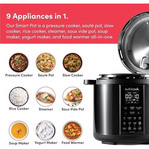 Nutricook Smart Pot 2,6 Liters,9 In 1 Electric Pressure Cooker, Slow Cooker,Rice Cooker, Steamer, Sauté Pot, Yogurt Maker & More, 12 Smart Programs With New Smart Lid"Min 1 year manufacturer warranty": Buy Online at Best Price in UAE - Amazon.ae - Medaid