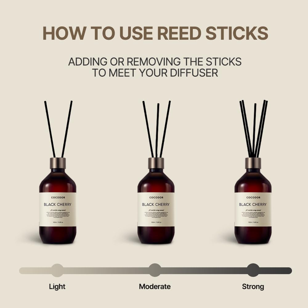 COCODOR Premium Reed Diffuser/Black Cherry/16.9oz(500ml)/1 Pack/Fragrance Scent Essential Oil with Stick Diffuser Set for Home Bathroom Shelf Décor - Medaid International