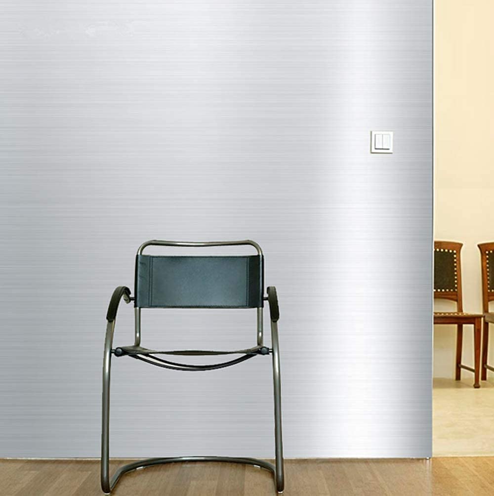 Silver Stainless Steel Wallpaper Self-Adhesive Cleanable Removable Peel and Stick 17.71" X 196.8" Refrigerator Speaker Oven Appliances Furniture Renovation Bathroom Kitchen - Medaid International