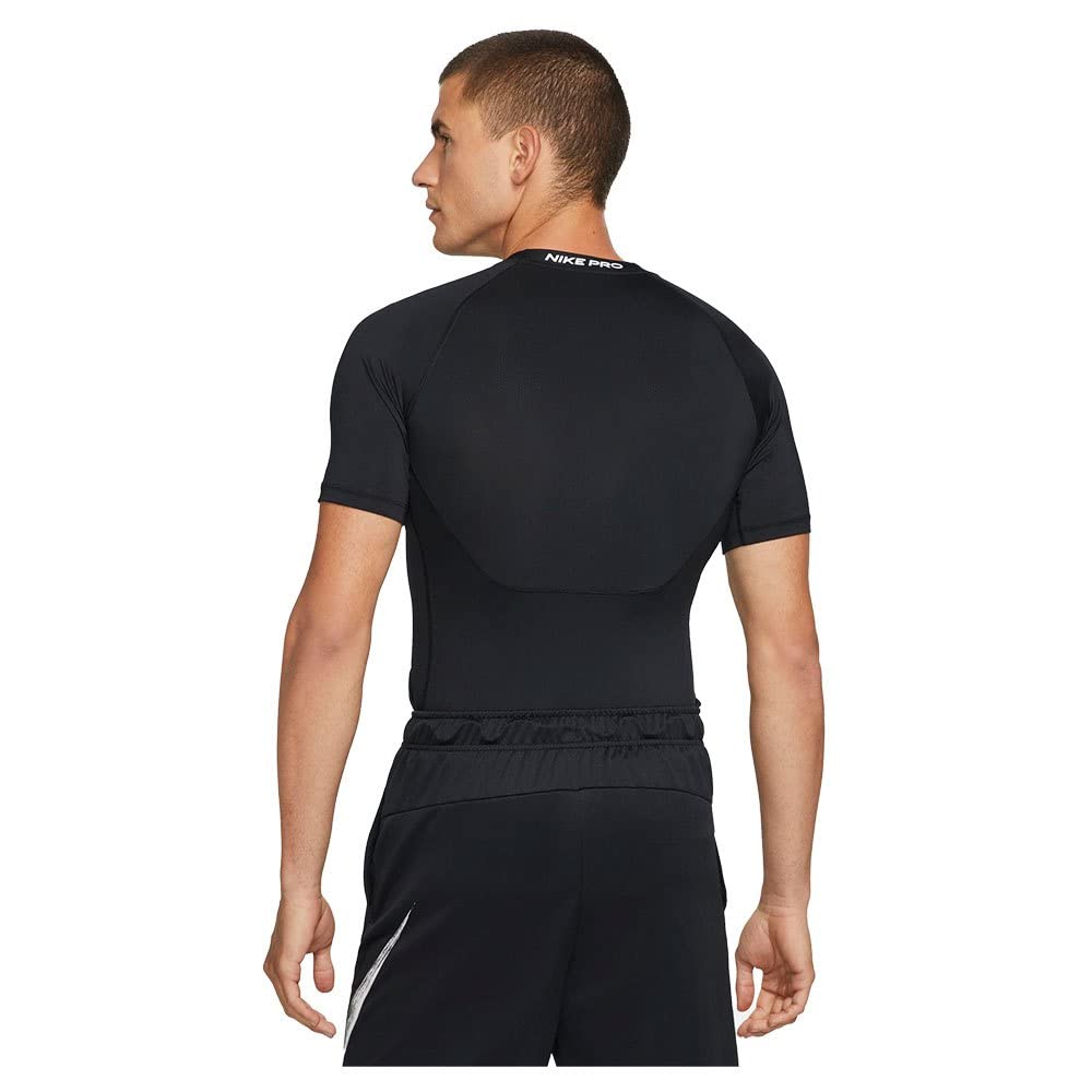 Nike Pro Dri-FIT Men's Tight Fit Short-Sleeve Top (as1, Alpha, s, Regular, Regular, Black/White) - Medaid International