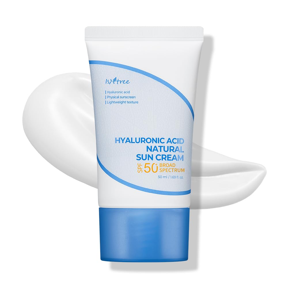 ISNTREE Hyaluronic Acid Natural Suncream 50ml, 1.69 fl oz | SPF 50 | Korean Skincare | Moisturizing | No White Cast | Korean Sunscreen | Broad Spectrum | Mild Formula - Medaid International
