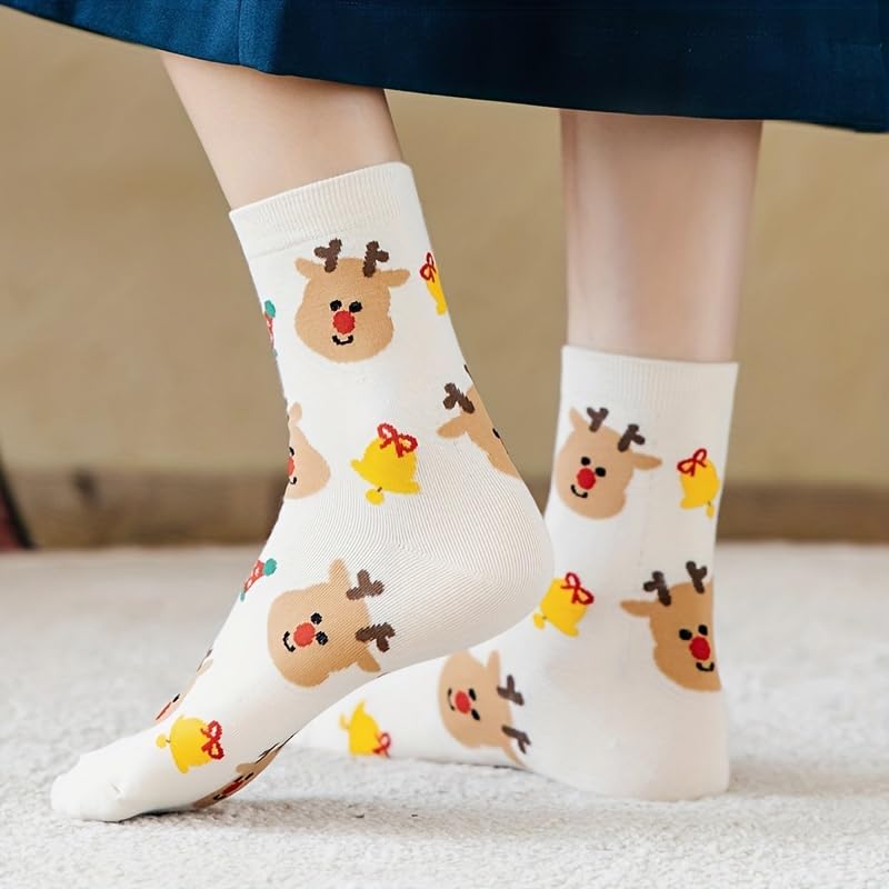 4 Pairs Womens Funny Socks Cozy Cute Printed Patterned Fun Christmas Novelty Santa Socks for Women and Men - Medaid International