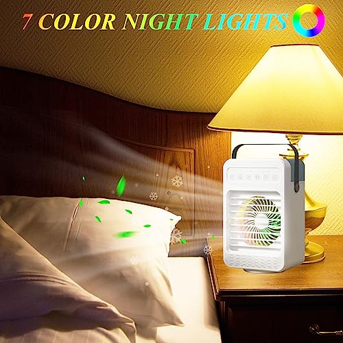 Trovono - Portable Air Conditioner Fan with 4 Speeds, 600ML Tank, LED Light