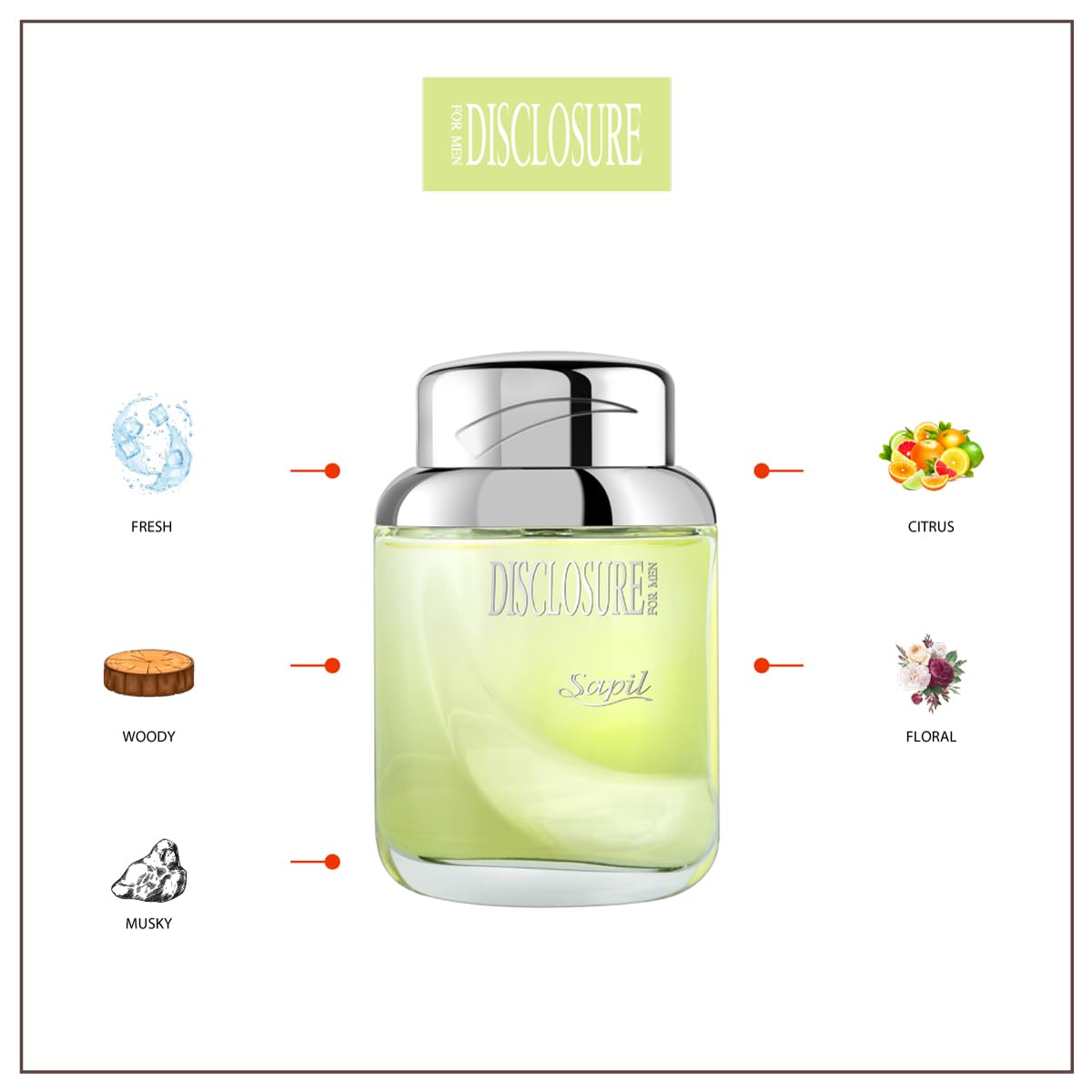 Sapil Disclosure Perfume for Men - Long-lasting Dubai Cologne 3.4 Oz (100 ml) - Woody Spicy Arabic Fragrance for Everyday Wear - Enticing Men's Fragrance from Dubai - Medaid International