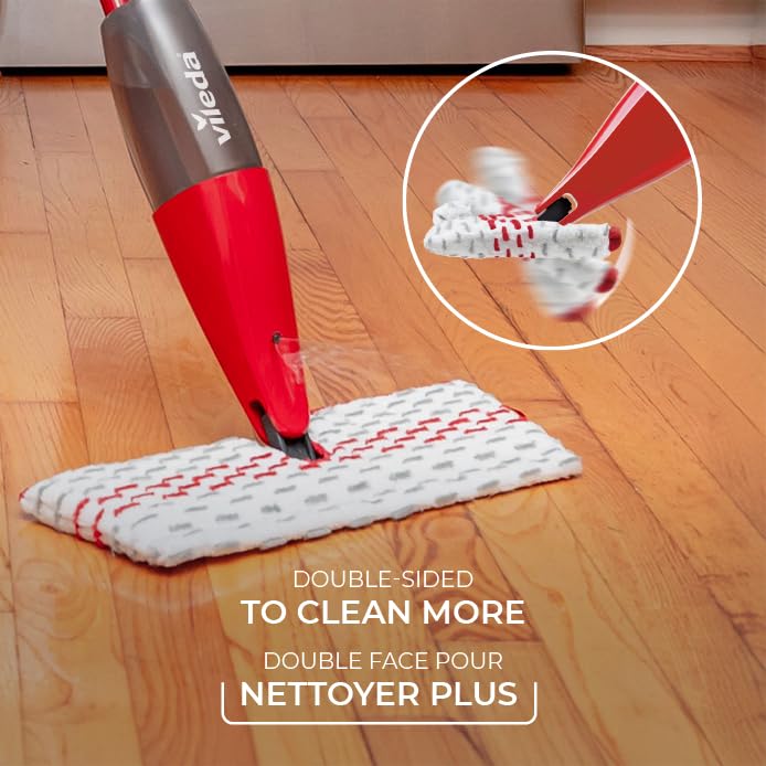 Vileda Promist Max Spray Mop - 360 Degree Swivel, Red, Cotton Head, Multiple Surfaces - Medaid International