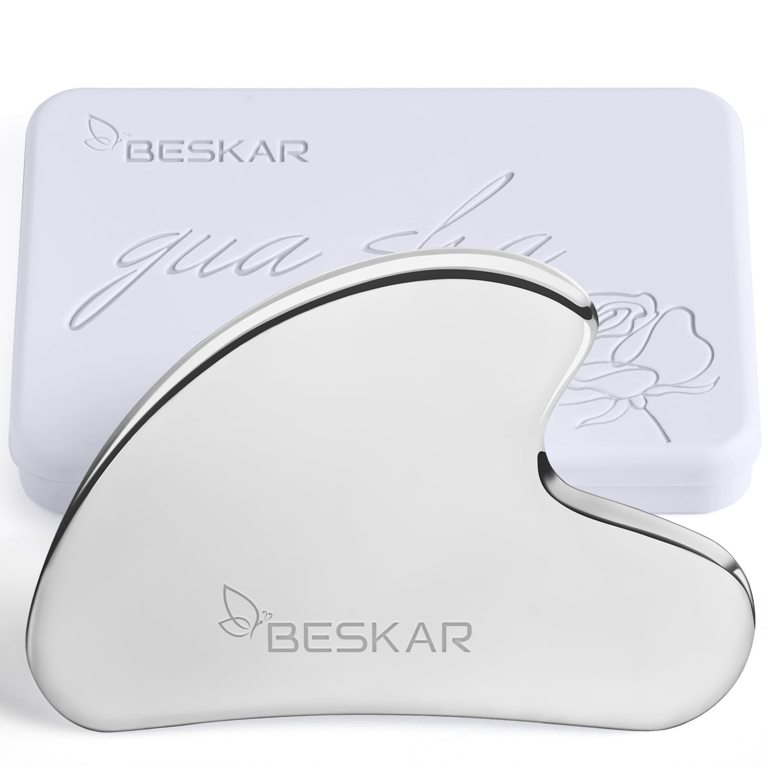 BESKAR Gua Sha Facial Tools, Stainless Steel Guasha Massage Sticks for Jawline Sculpting, Tighten Face Skin and Reduce Wrinkles, Face Eyes Body Neck Massage Tool, Skin Care Gift - Medaid International