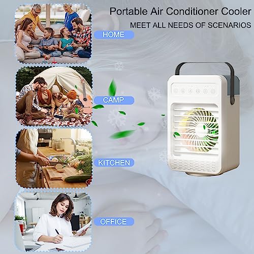 Trovono - Portable Air Conditioner Fan with 4 Speeds, 600ML Tank, LED Light