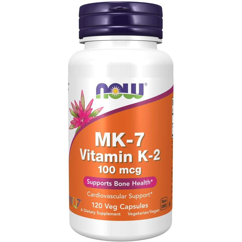 NOW Foods Supplements, MK-7 Vitamin K-2 100 mcg, Cardiovascular Support*, Supports Bone Health*, 120 Veg Capsules - Medaid - Lebanon