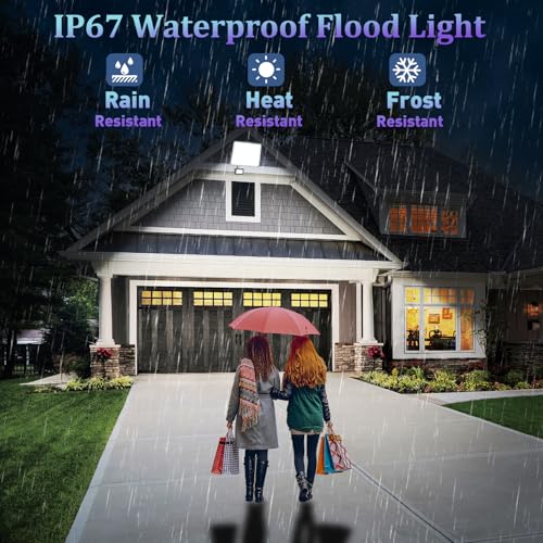 ANNIFUNLY - 2 Pack 100W LED Outdoor Floodlight With Motion Sensor, 10000LM