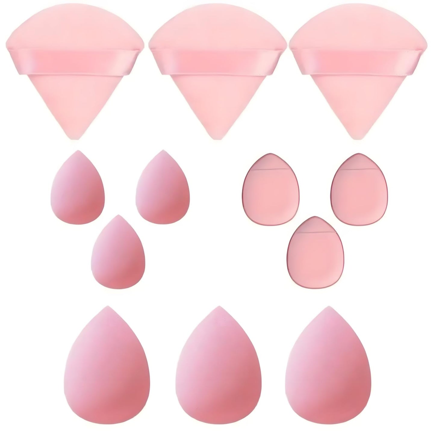 Makeup Sponge Set, 12 Pieces Latex Free Flawless Soft Setting, Beauty Blender Sponge Suitable for Liquid, Cream and Powder, Equipped with 3 Mini Beauty Sponges and 3 Mini Powder Puffs（Pink） - Medaid International