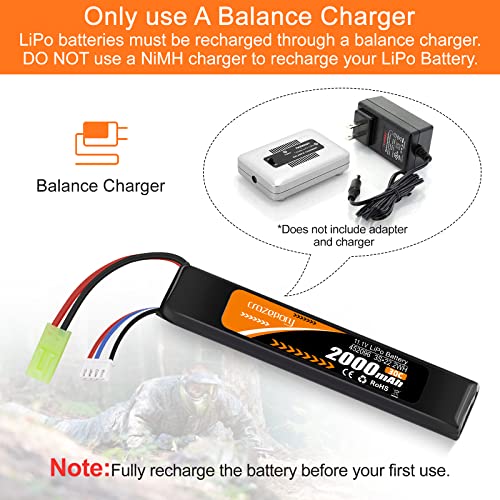 Crazepony - 11.1V 2000mAh 30C LiPo Airsoft Battery with Mini Tamiya Connector