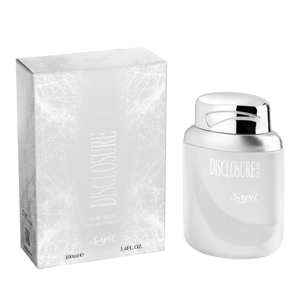 Sapil Disclosure White Perfume for Men - Long-Lasting Dubai Cologne - Woody Aromatic EDT Spray - 3.4 Oz (100 ml) - Ideal Men's Fragrance for Daily Wear - Medaid International