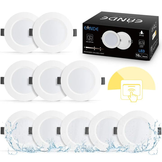 Eande - 10 LED Recessed Spotlights, Dimmable, IP44, 4000K Neutral White