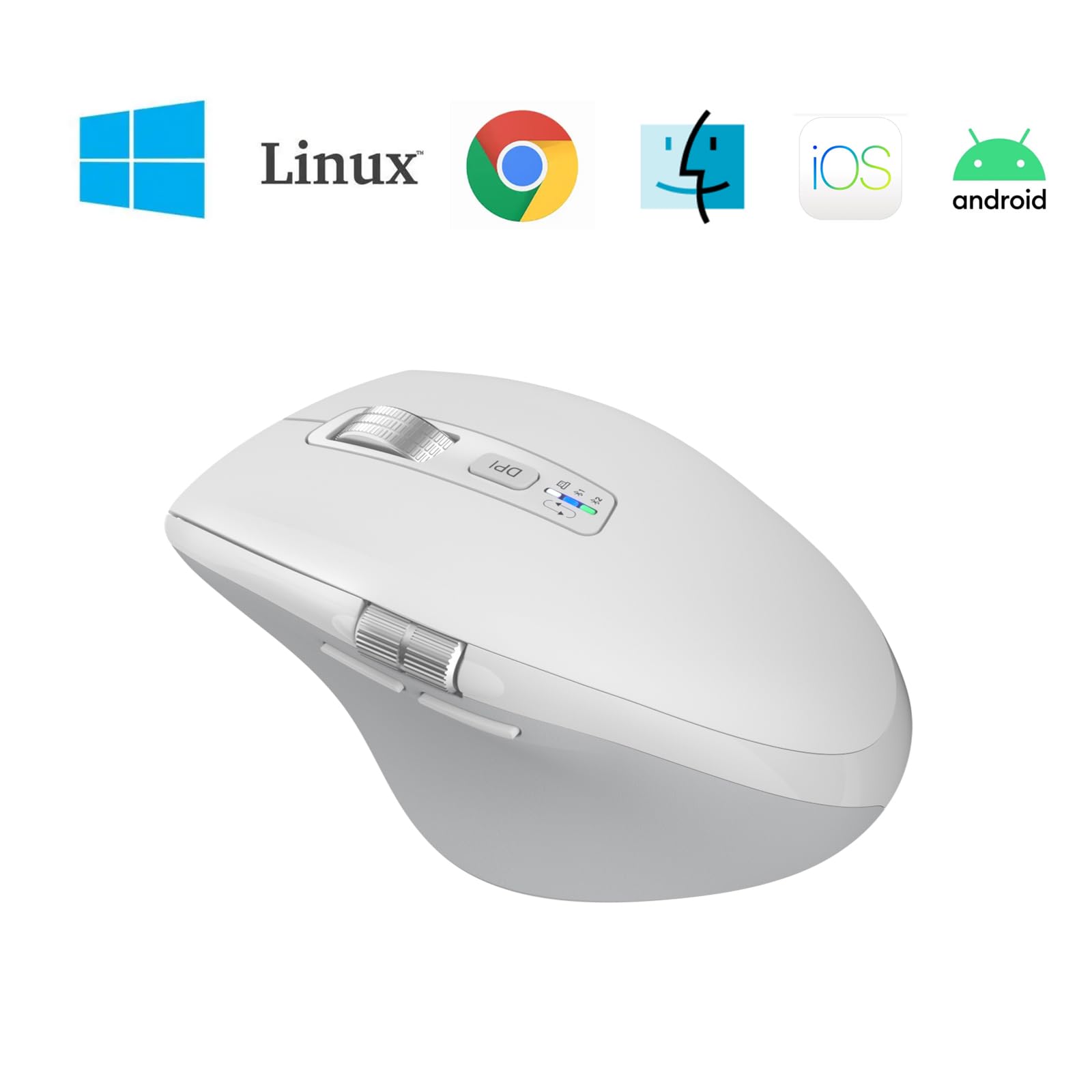INFINMIND Wireless Bluetooth Mouse with Smart Flying Scroll, Thumb Scroll Ergonomic Mice, Silent Multi-Device Mouse for Computer, Laptop, iPad, Tablet, MacBook (White) - Medaid International