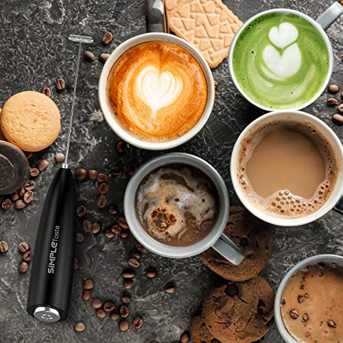 Simpletaste - Handheld Electric Milk Frother with Stainless Steel Whisk & Stand for Creamy Lattes