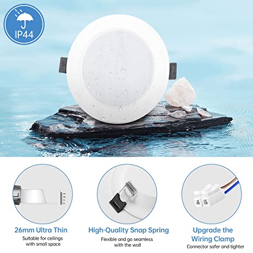 Eande - 10 LED Recessed Spotlights, Dimmable, IP44, 4000K Neutral White