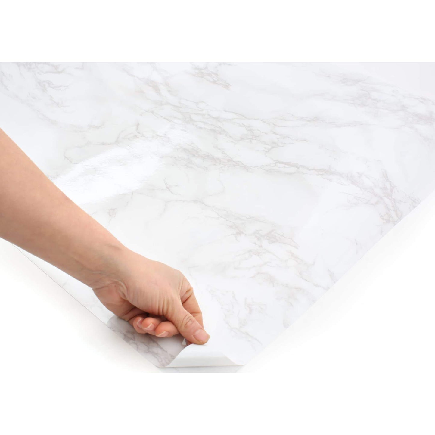 ROSEROSA Peel and Stick Faux Glossy Marble Self-Adhesive Wallpaper Door Wrap Countertop Moulding Trim PGS408 - Medaid International