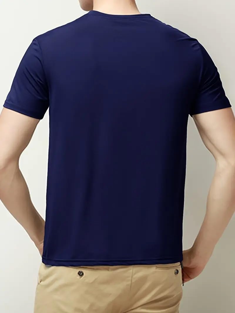 Quick Dry Ice Silk Athletic T-Shirts for Men, Athletic Short Sleeve Moisture Wicking Tee for Running,Training （1 Piece） Dark Blue - Medaid International