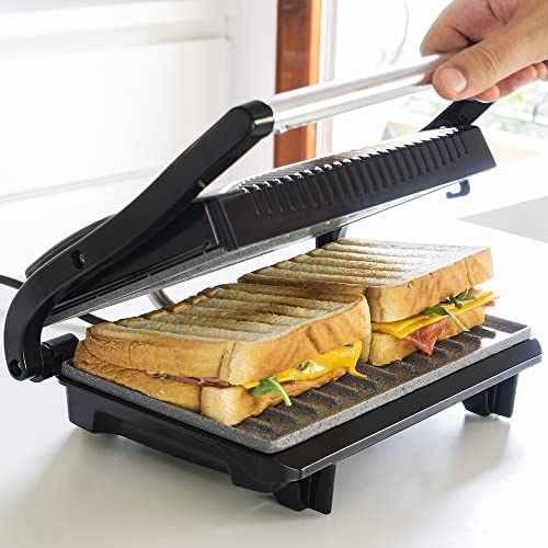 Cecotec - 700W Countertop Griddle with Rockstone Siding, Compact Design