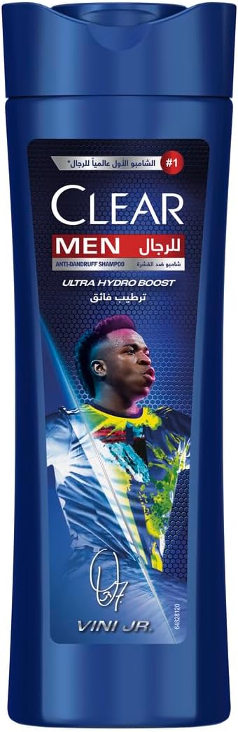 Clear Men anti-dandruff shampoo, ultra hydro boost, Vini Jr. edition, 100% dandruff-free hair & nourished scalp, 400 ml - Medaid International