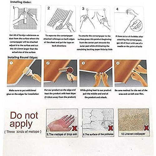 WALLTON Wall Stickers Marble (16 x 48 Inches) Jade Kitchen Counter, Cabinet Makeover, Almirah, Plastic & Wooden Tabletop, Wardrobe, PVC DIY Self Adhesive - White, Golden Marble Matte - Medaid International