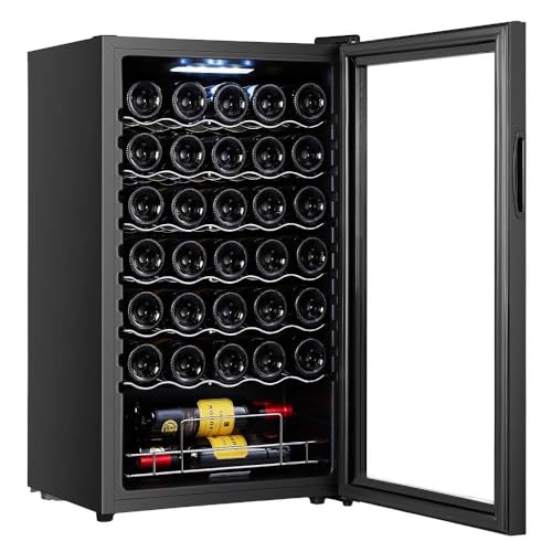 Cecotec - 34-Bottle Wine Cooler with Compressor, Adjustable Temp 5-18°C, Touch Control