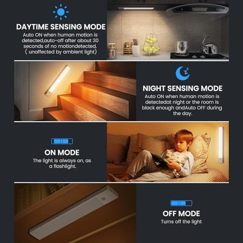 Xander - Rechargeable Magnetic Motion Sensor Under Cabinet Lights, 3 Colors, 78 LEDs