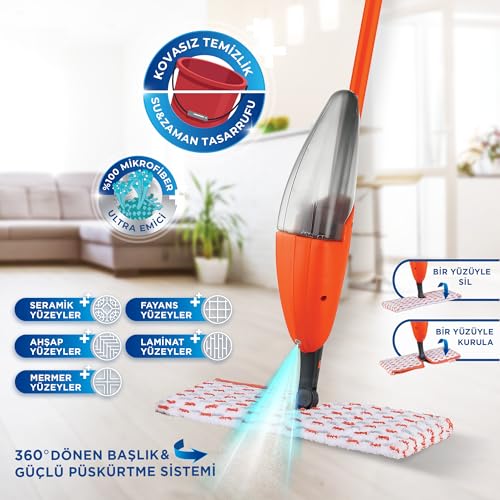 Macromax Microfiber Spray Mop for Floor Cleaning - 360° Rotating Mop with Refillable Spray Bottle - Eco-Friendly Design - Includes Reusable Microfiber Pad - Ideal for Hardwood, Tile & Laminate Floors - Medaid International