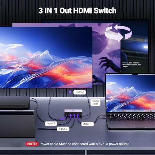 Ugreen - HDMI 2.1 Switch 8K@60Hz, 3 in 1 Out, Remote Control, Aluminum Design