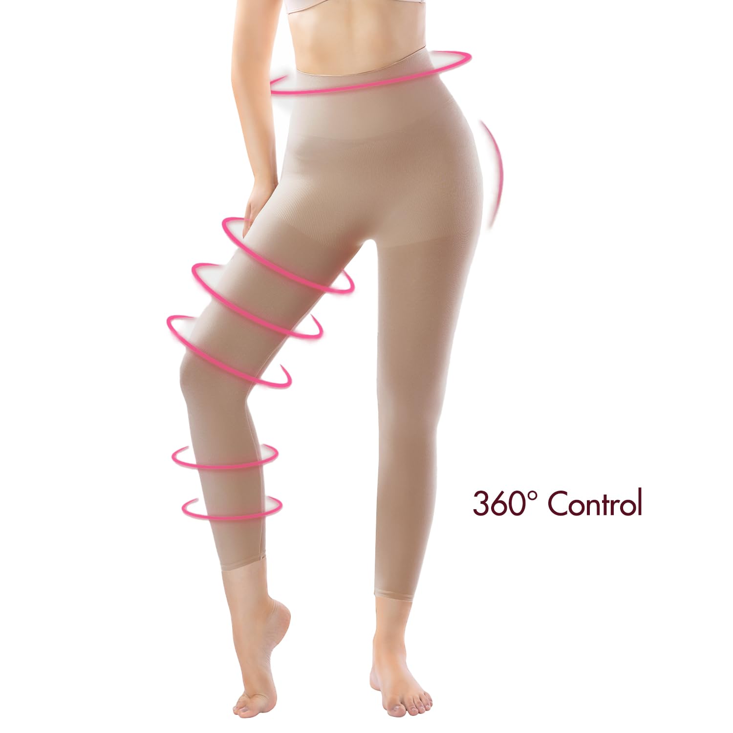 +MD Shapewear for Women Tummy Control Seamless High Waisted Light Compression Footless Tights Leggings Body Shaper for HIPS and Thighs (Medium,Sienna) - Medaid International