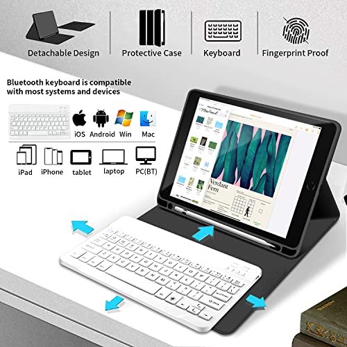 Kenke - Lightweight Keyboard Case for iPad 9.7" with Detachable Wireless Keyboard, Pencil Holder, Black