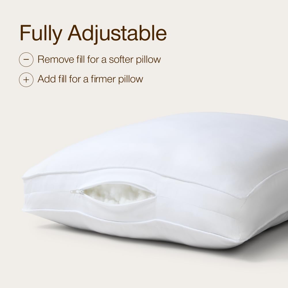 Coop Home Goods Essence Down Alternative Pillow Set of 2, Queen Size, Best Pillows for Sleeping, Adjustable Alternative to Down Pillows, Luxury Hotel Pillow for Back, Stomach or Side Sleepers - Medaid International