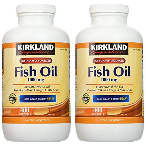 Kirkland Signature Natural Fish Oil Concentrate with Omega-3 Fatty Acids - 400 Softgels (Pack of 2) - Medaid International