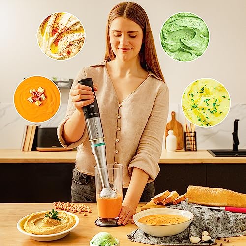 Cecotec - 1500W Hand Blender with 21 Speeds, Turbo, 4 Titanium Blades