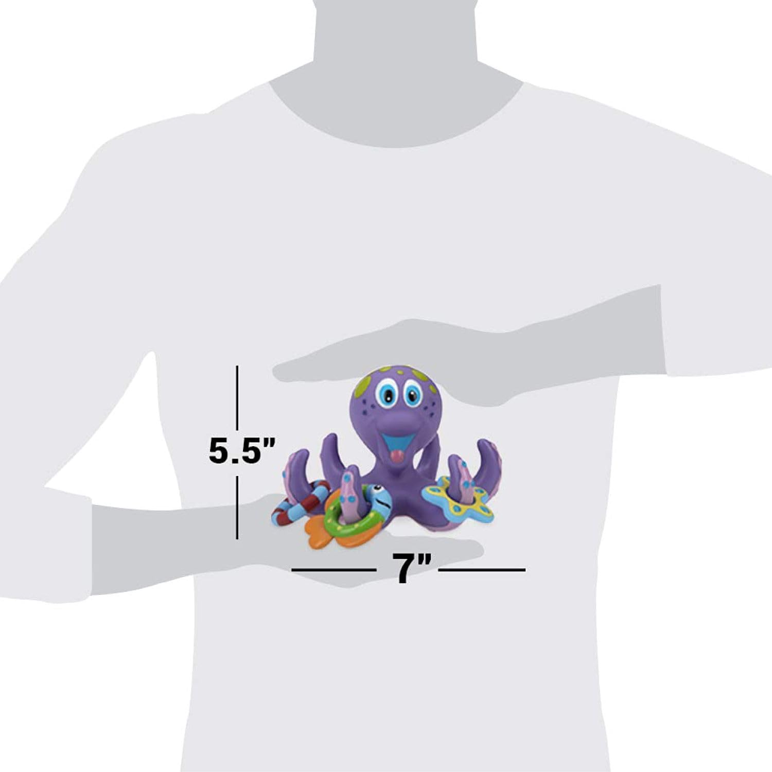 Nuby Floating Octopus Toy with 3 Hoopla Rings - Baby Bath Toy for Boys and Girls - 18+ Months - Purple (Pack of 1) - Medaid International
