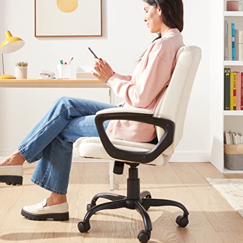 Amazon Basics Classic Puresoft PU Padded Mid-Back Height Adjustable Office Computer Desk Chair with Armrest, 26"D x 23.75"W x 42"H, Cream - Medaid International