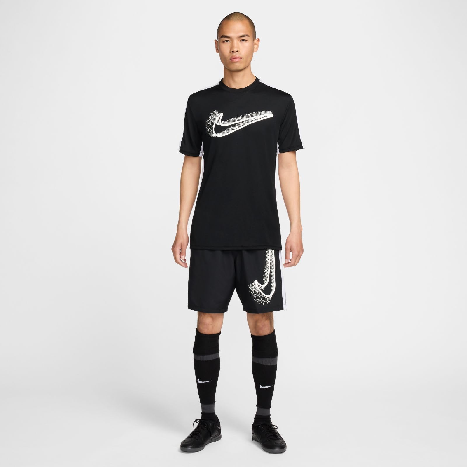 Nike Academy Men's Dri-FIT Short-Sleeve Soccer Top (Black/White/White, FZ0408-010) Size Small - Medaid International