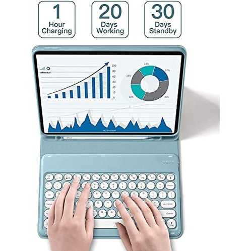 PboyiqiS - Keyboard Case for Galaxy Tab S7 FE/S7 Plus/S8 Plus, Bluetooth, Detachable, Pencil Holder