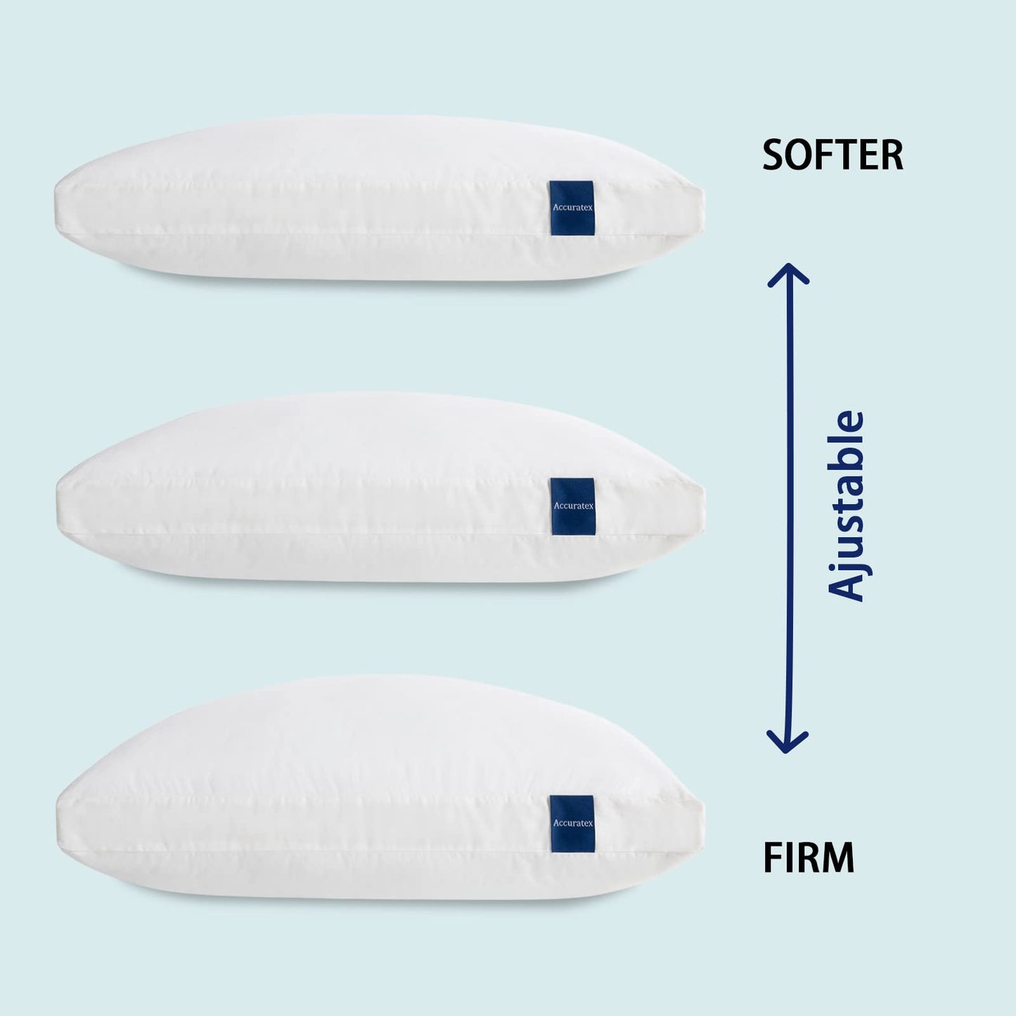 ACCURATEX Pillows King Size Set of 2, Hybrid Shredded Memory Foam Pillow[Adjustable Loft], Fluffy Down Alternative Fill Removable Cotton Cover, Firm Supportive Pillow for Side Back Sleepers - Medaid International