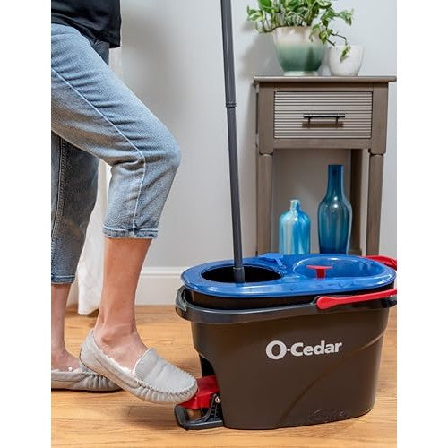 O-Cedar RinseClean Spin Mop & Bucket System + 2 Extra Mop Heads| Clean with Clean Water | Removes 99% of Bacteria - Medaid International