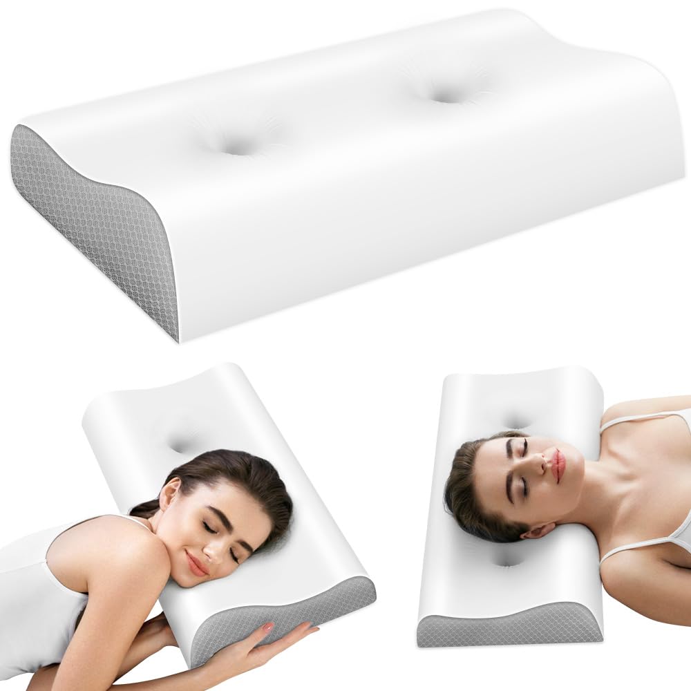 Cervical Pillow for Neck Pain Relief - Contour Pillow Memory Foam Pillows for Sleeping, Double Ear Relief Zones Neck Pillow, 6CM Enhanced Neck Support Cooling Bed Pillow for All Sleep Positions - Medaid International