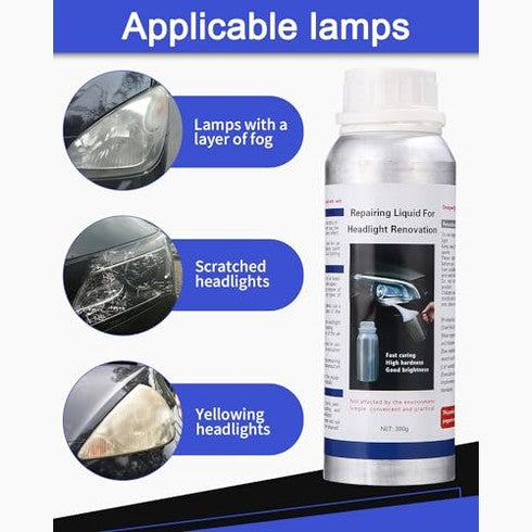 Leazzle - Headlight Polishing Set with 200ml Repair Fluid & Yellowing Removal