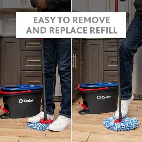 O-Cedar RinseClean Spin Mop & Bucket System + 2 Extra Mop Heads| Clean with Clean Water | Removes 99% of Bacteria - Medaid International