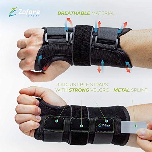 Zofore Sport - Carpal Tunnel Wrist Brace with Metal Splint, Pain Relief & Support