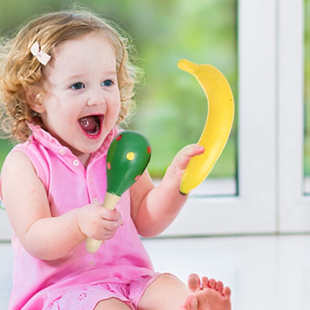3pcs Sand Hammer Banana Strawberry Children Maracas Musical Sand Shaker Noisemaker Early Education Musical Instruments for Children or Newborn - Medaid International